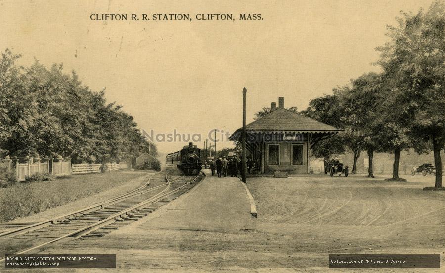 Postcard: Clifton Railroad Station, Clifton, Massachusetts
